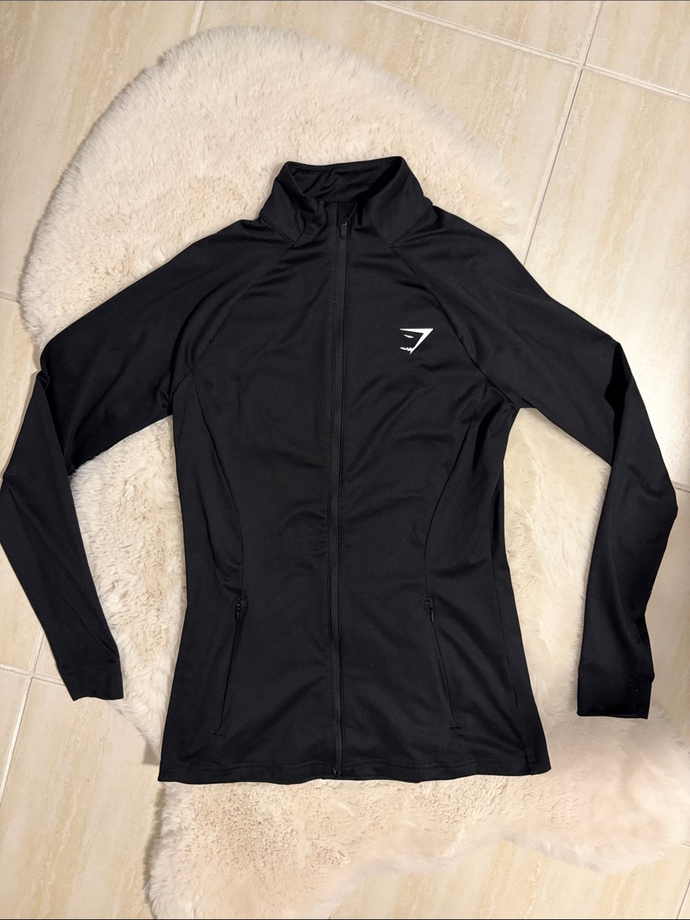 Gymshark Black Full-Zip Training Jacket with Logo - XS